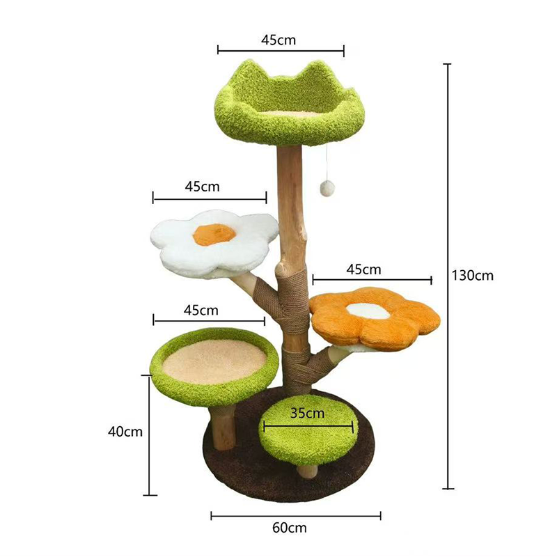 Flower & Wood Cat Tree