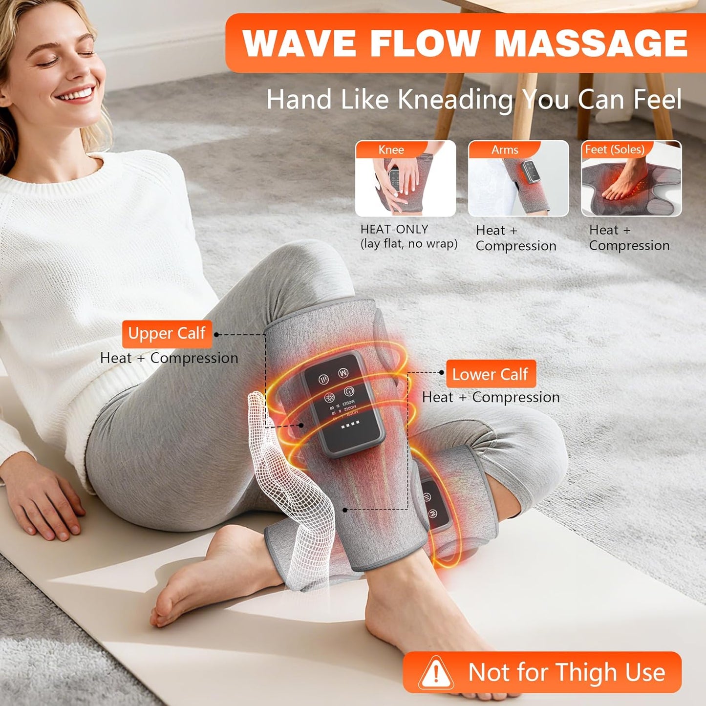 Cordless Leg Massager with Heat for Daily Pain & Comfort Use