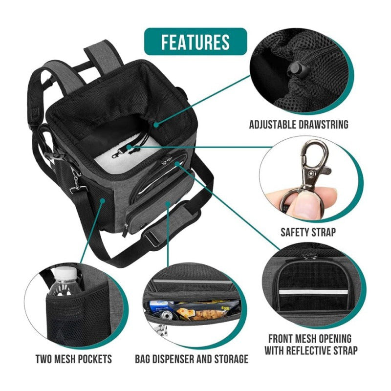 Dog Bike Basket, Soft-Sided Ventilated Dog Bike Carrier Backpack