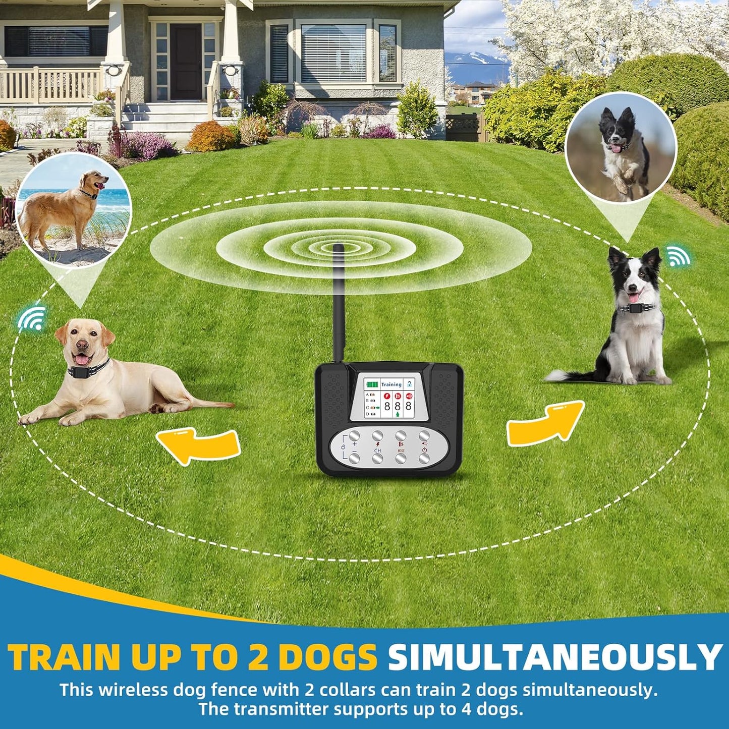 Wireless Dog Fence, Invisible Fence for Dogs with LCD Screen