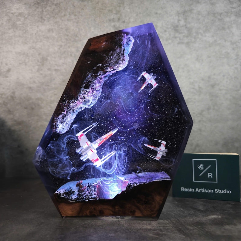 Galaxy Lamp, Galaxy Night light, Space ship Lamp, Resin night light