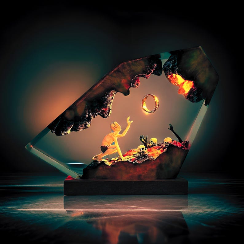 Power Ring Epoxy Resin Lamp, Handmade Resin Lamp, Custom Resin Epoxy Lamp, Custom Night Light