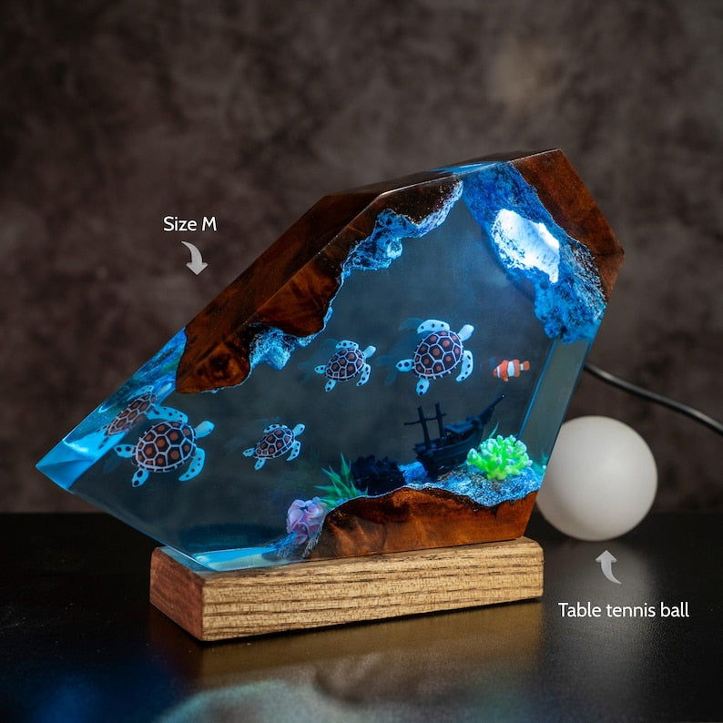 Sea Turtle Resin Ocean Lamp - Unique Epoxy Night Light