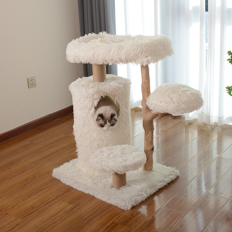 Cloud Series Cat Tree With Natural Branch Scratching Tree & Cat Condo
