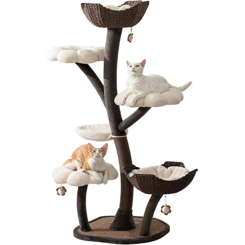 Flower Cat Tree with Replaceable Flower Perches and Scratching Posts
