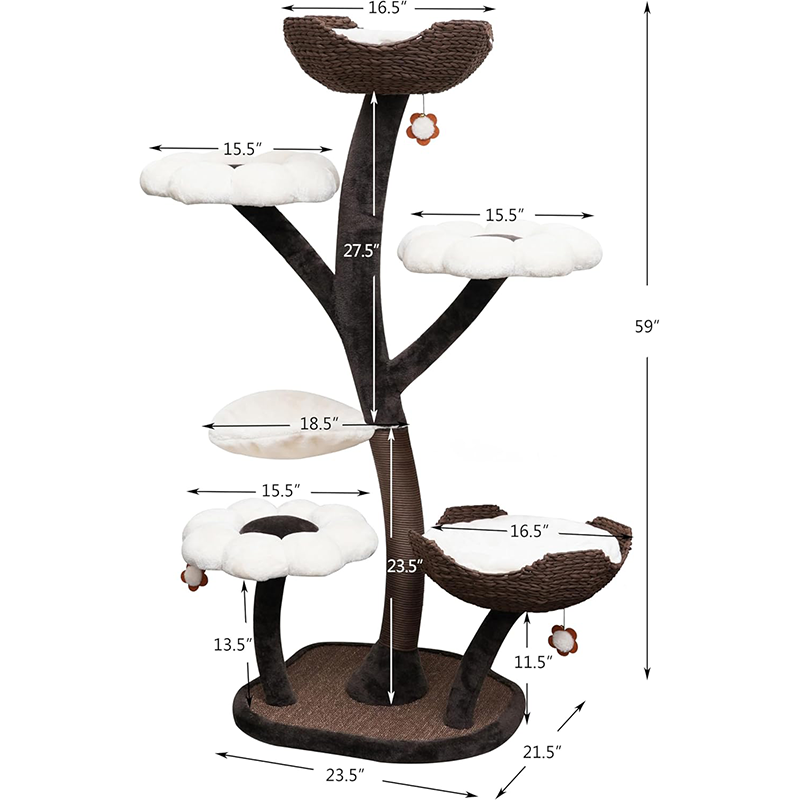 Flower Cat Tree with Replaceable Flower Perches and Scratching Posts