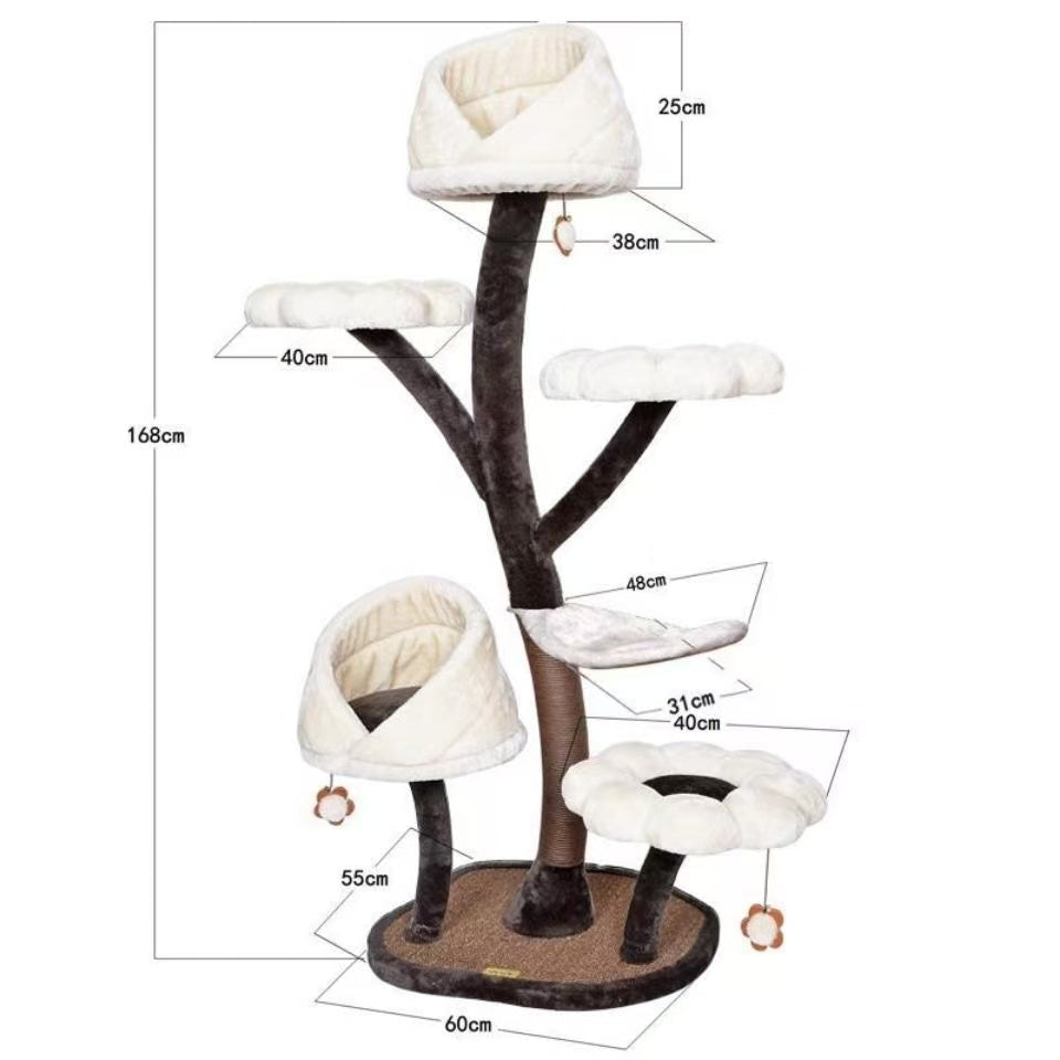 Flower Cat Tree with Replaceable Flower Perches and Scratching Posts