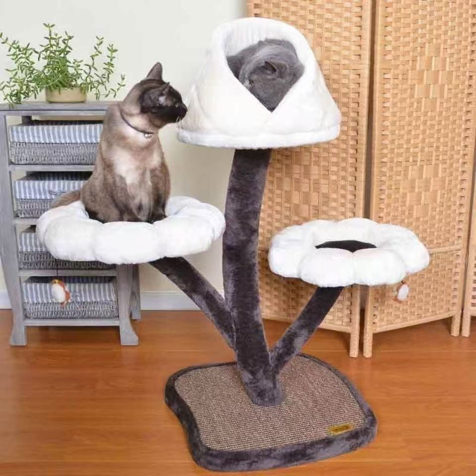 Flower Cat Tree with Replaceable Flower Perches and Scratching Posts