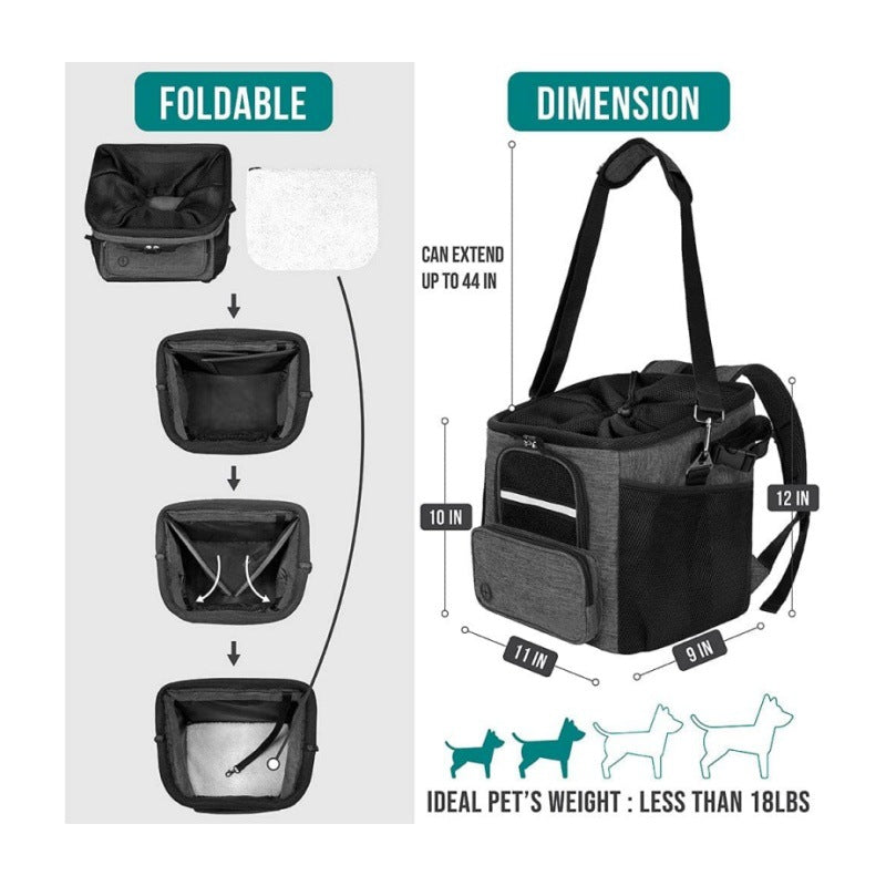 Dog Bike Basket, Soft-Sided Ventilated Dog Bike Carrier Backpack