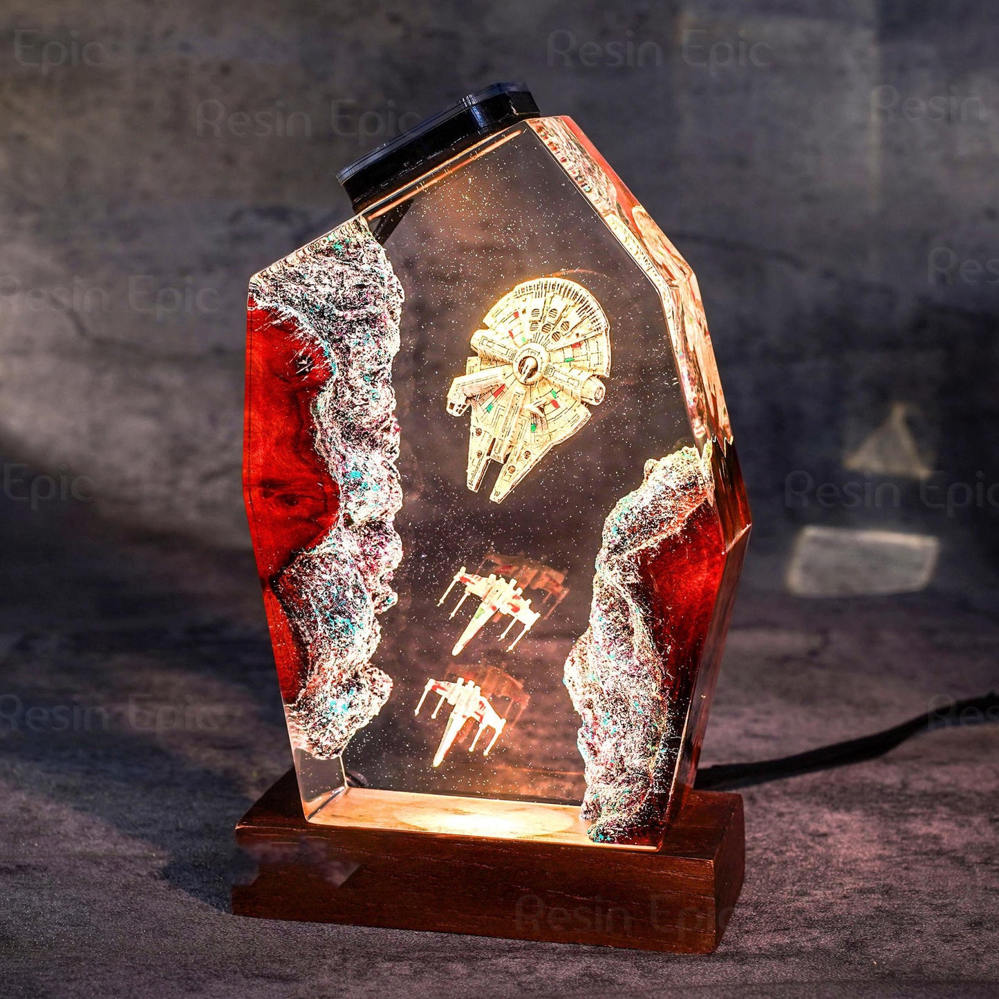 Galaxy Space Ship Lamp, Galaxy Lamp,Resin lamp, Resin Night light