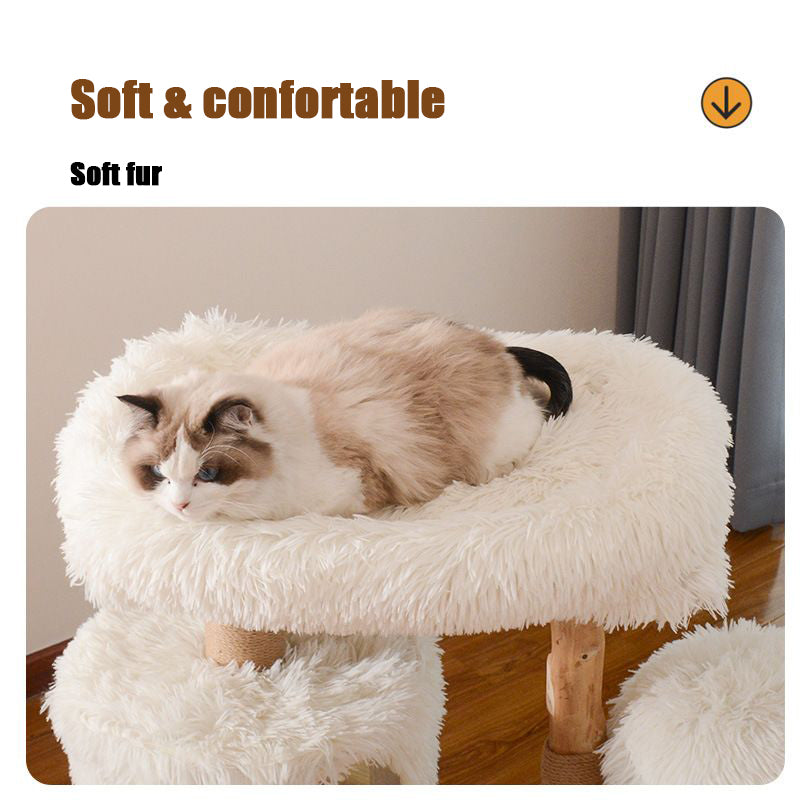 Cloud Series Cat Tree With Natural Branch Scratching Tree & Cat Condo