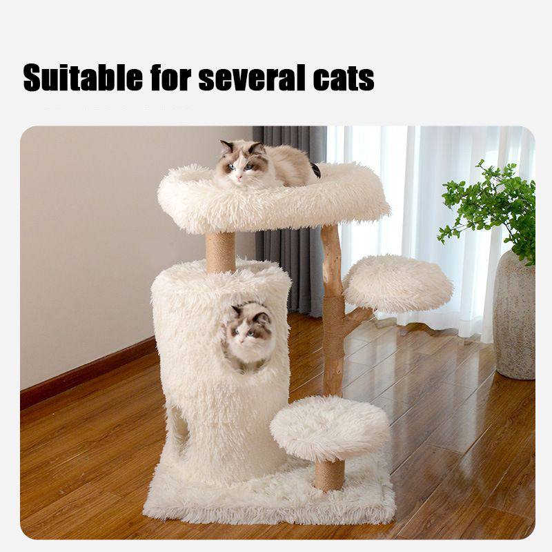 Cloud Series Cat Tree With Natural Branch Scratching Tree & Cat Condo