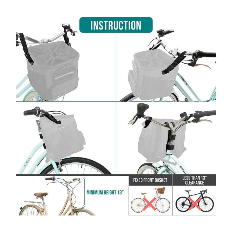 Dog Bike Basket, Soft-Sided Ventilated Dog Bike Carrier Backpack