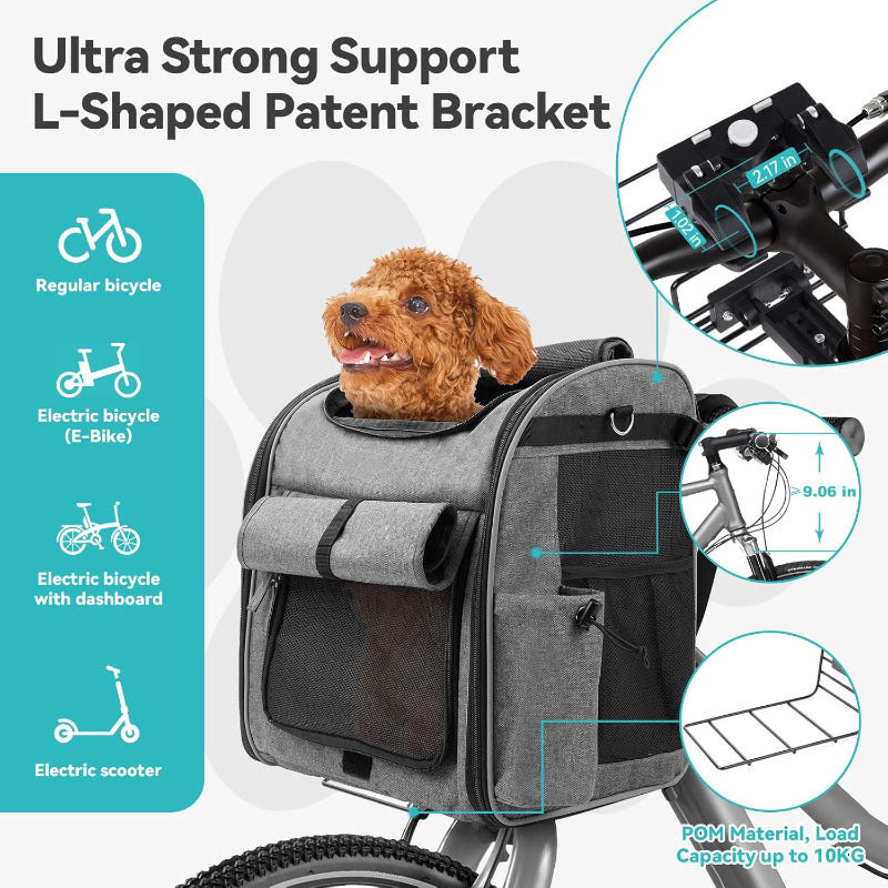 Copaner Foldable Front Bike Basket for Dogs, 4-in-1 Pet Carrier 