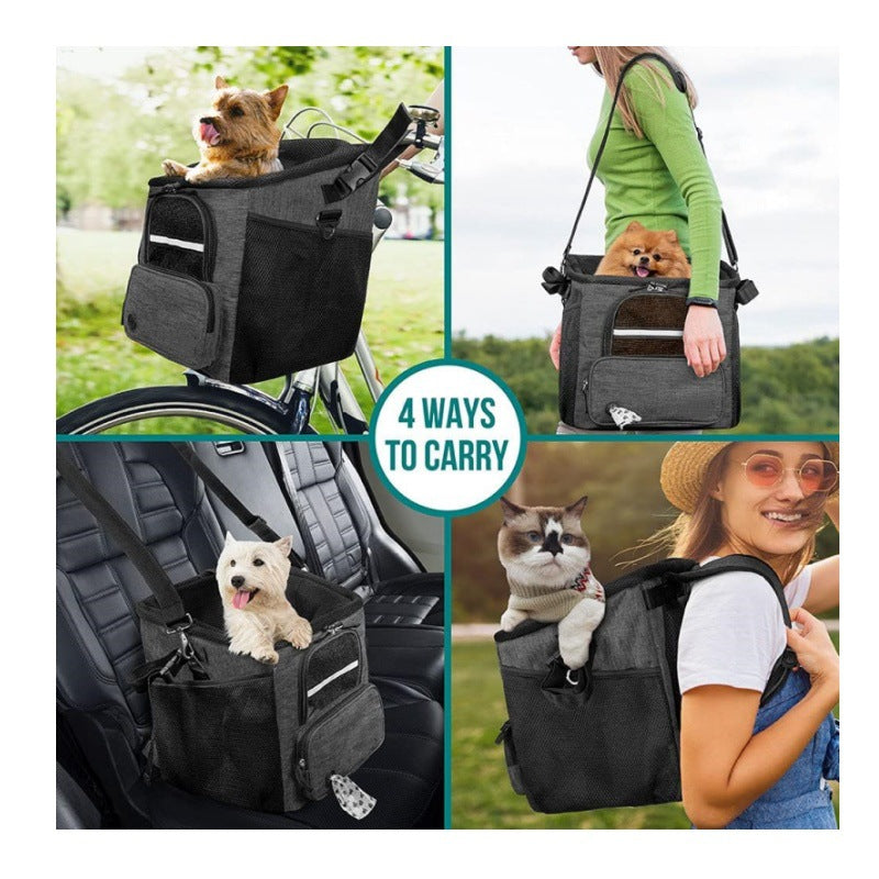Dog Bike Basket, Soft-Sided Ventilated Dog Bike Carrier Backpack