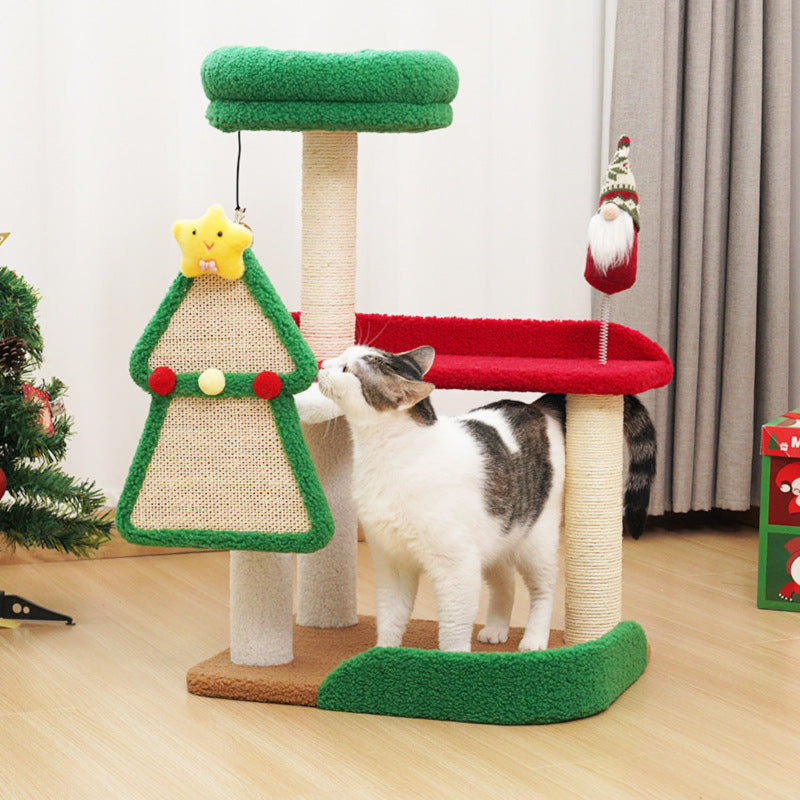 Christmas Cat Tree with Cat Scratching Post for Indoor Cats
