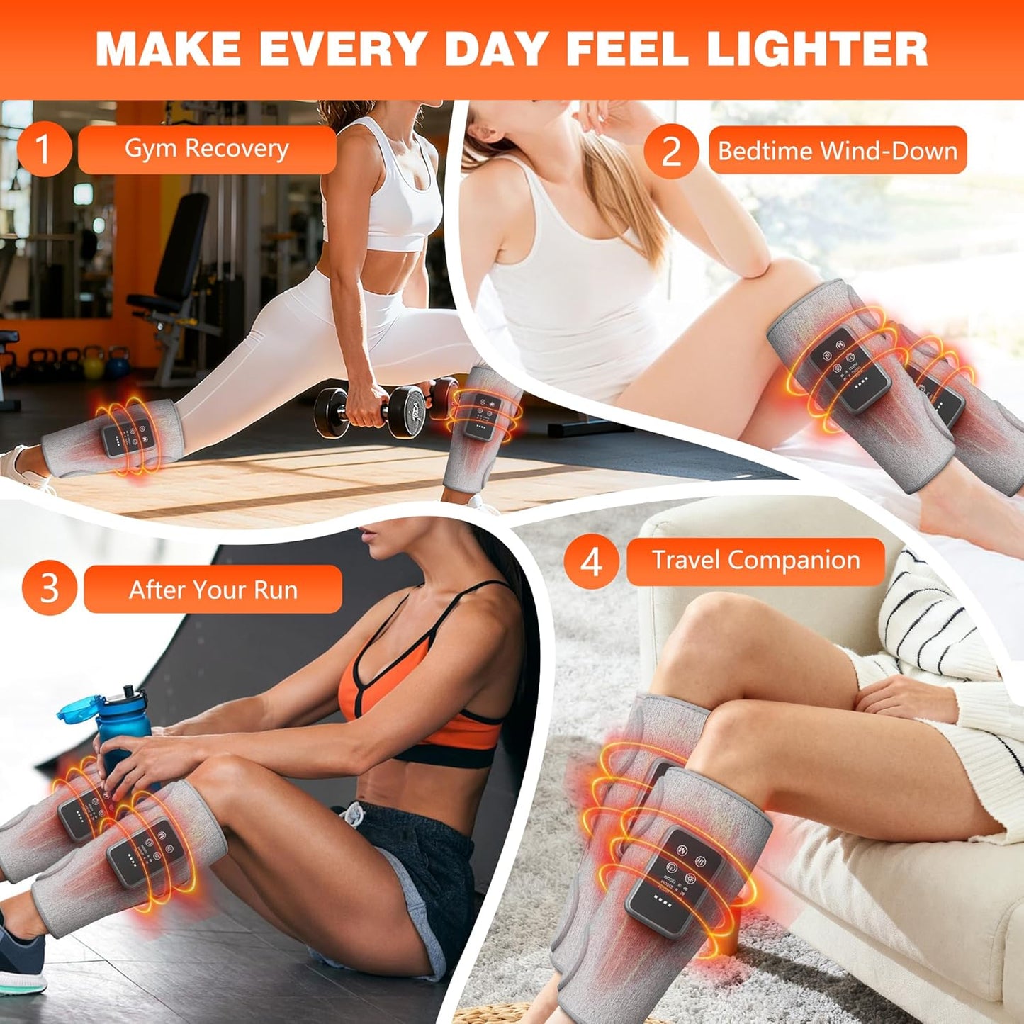 Cordless Leg Massager with Heat for Daily Pain & Comfort Use