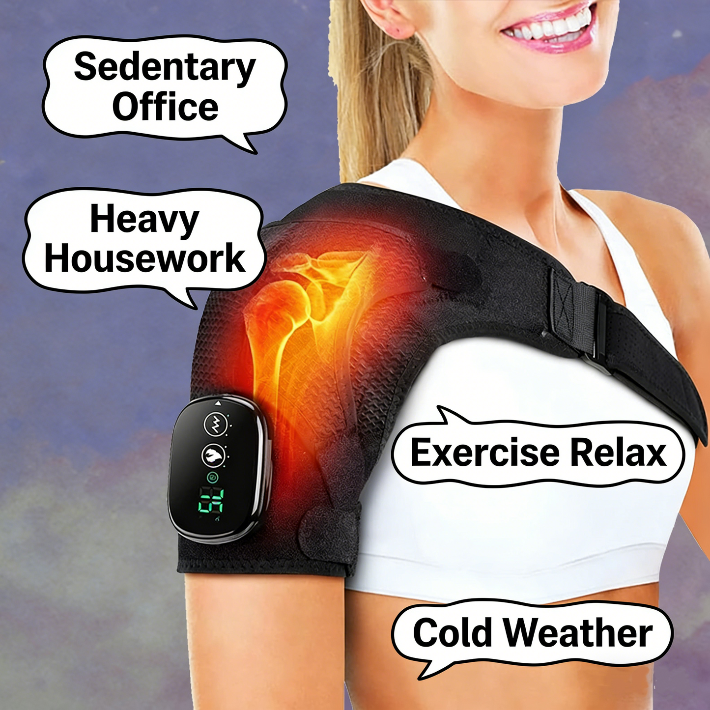 Cordless Shoulder Heating Pad with Massage
