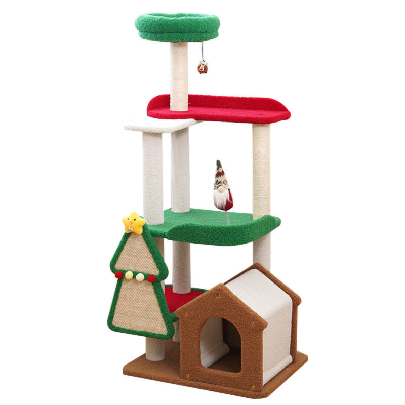 Christmas Cat Tree with Cat Scratching Post for Indoor Cats