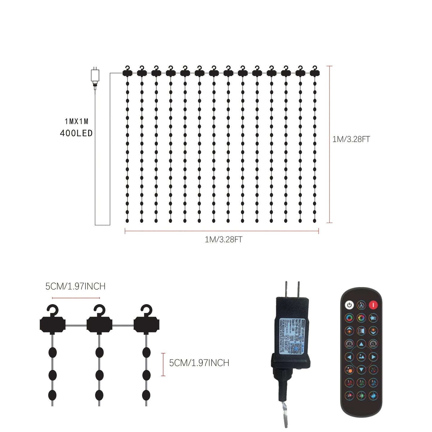 RGB Smart LED Curtain Light String, Controlled by Mobile APP, DIY Editing