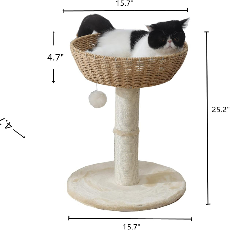Copaner Cat Tree Tower with Rattan Wicker Basket