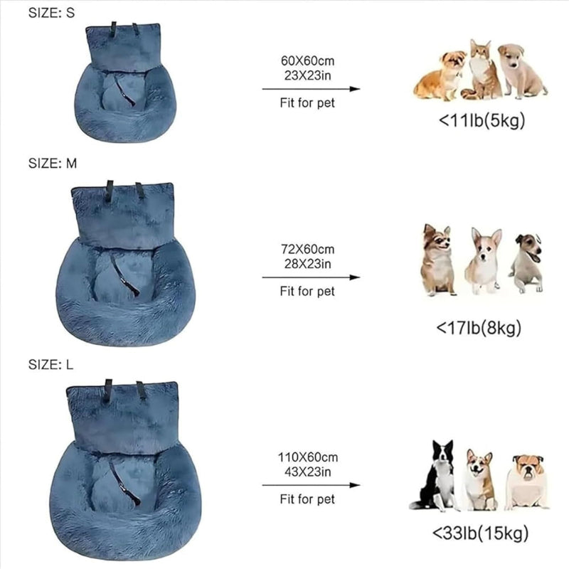Car Seat Pets Bed with Straps Furry Seats with Thick Cushion