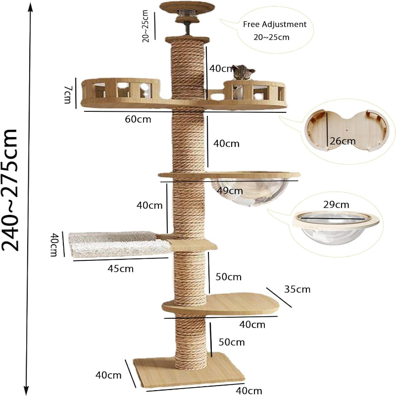 Copaner Floor to Ceiling cat Tree - Adjustable Height (95-98in,104.3-108.2in)