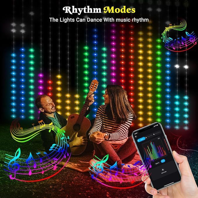 RGB Smart LED Curtain Light String, Controlled by Mobile APP, DIY Editing
