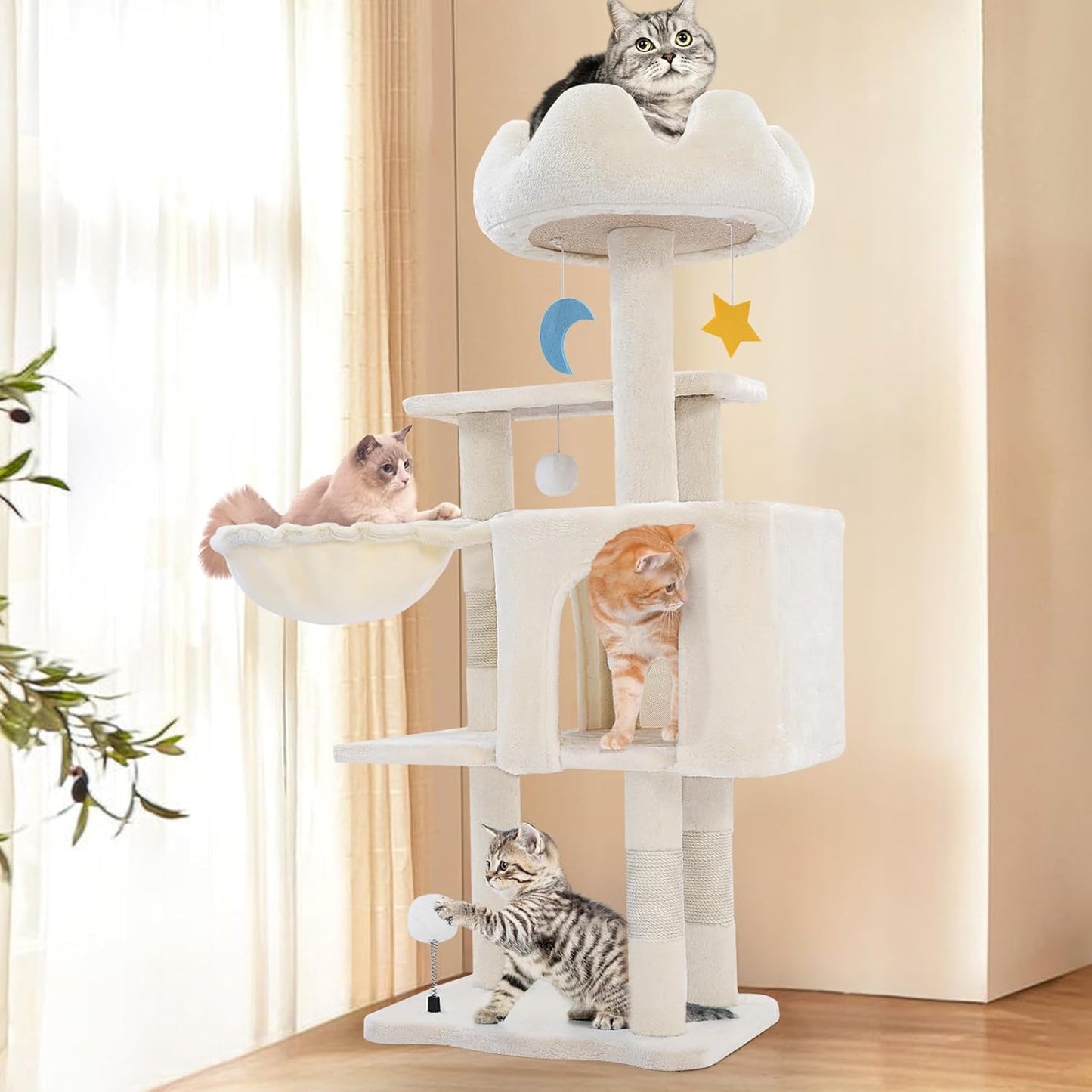 Copaner Cat Tree Tower with Metal Frame Hammock