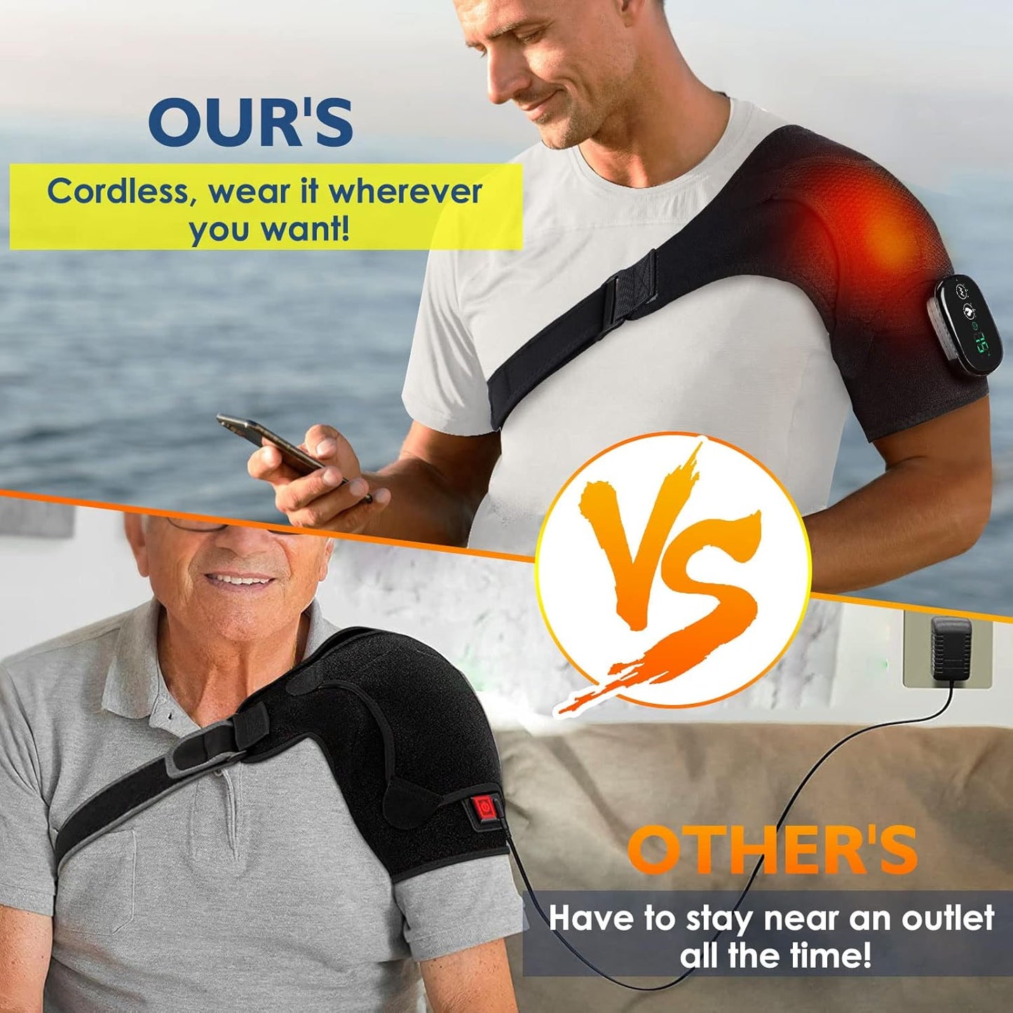 Cordless Shoulder Heating Pad with Massage