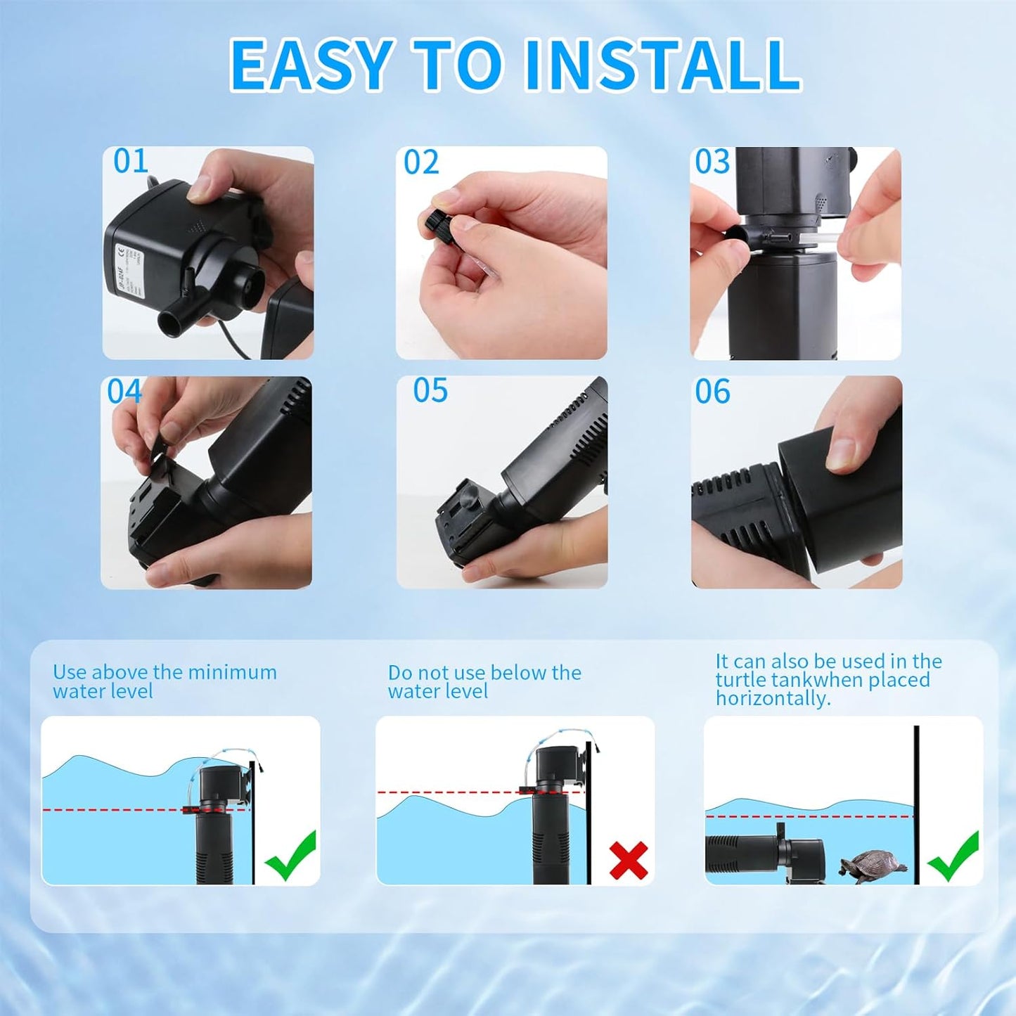 Aquarium Filter for 55-150 Gallons Tank, Internal Fish Tank Filter