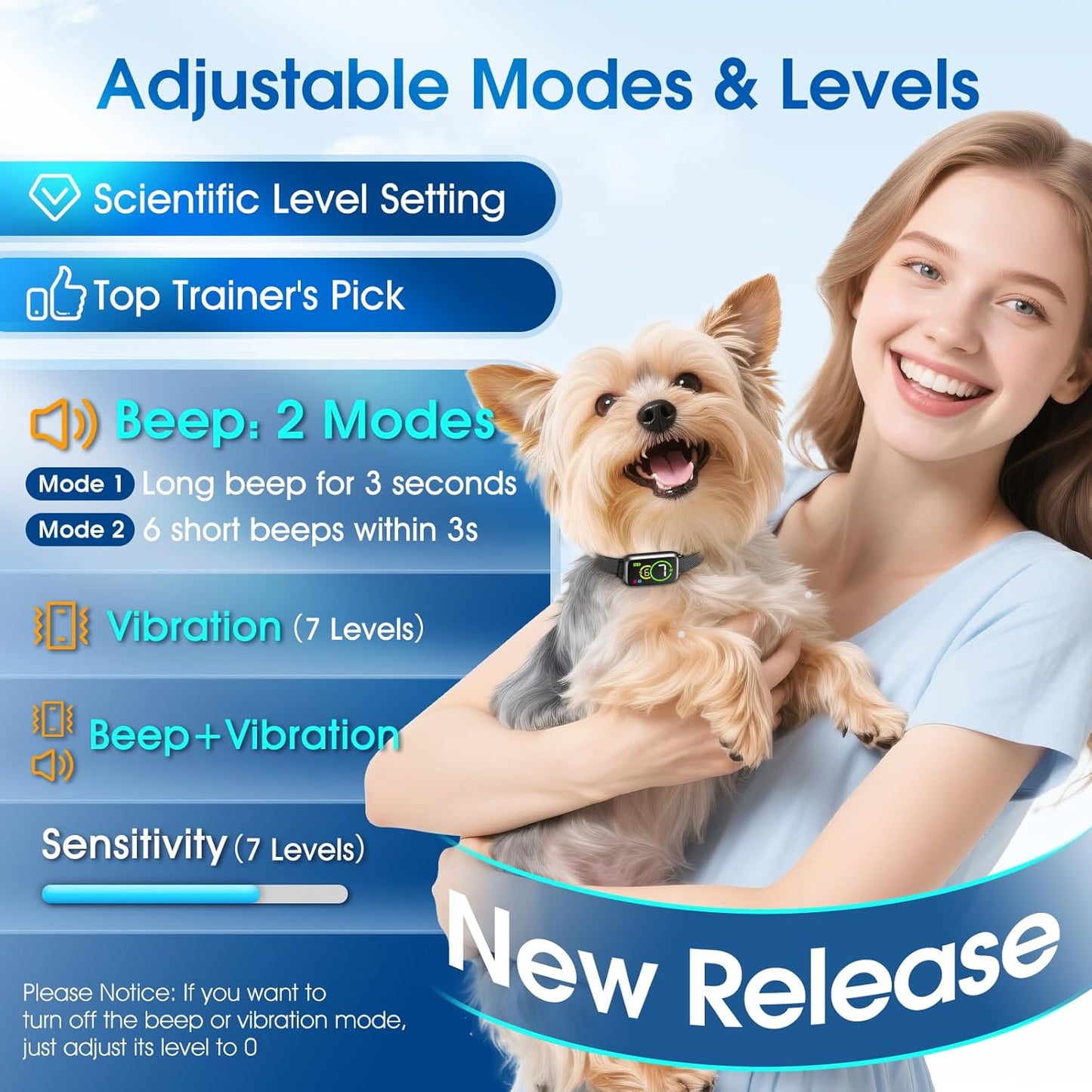 1S Stop Barking Smart Dog Bark Collar, Humane Anti Barking Device