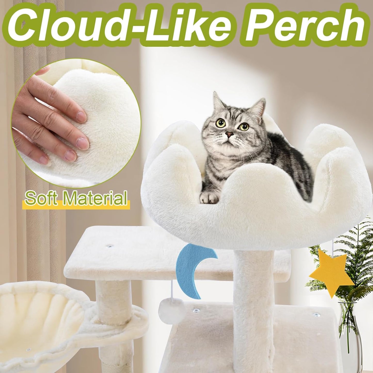 Cat Tree Tower with Metal Frame Hammock