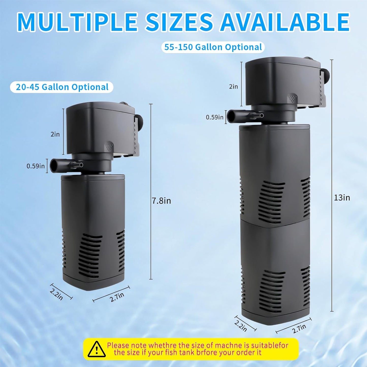 Aquarium Filter for 55-150 Gallons Tank, Internal Fish Tank Filter