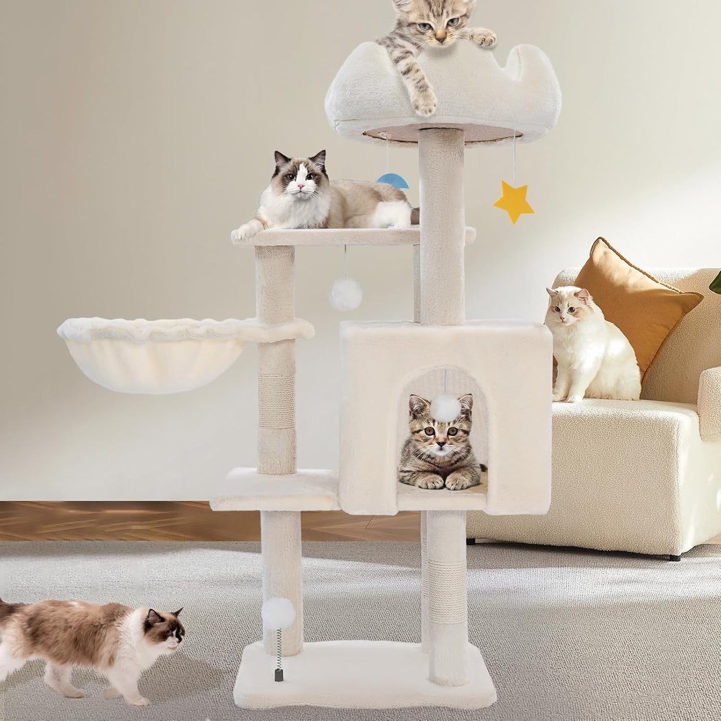 Copaner Cat Tree Tower with Metal Frame Hammock