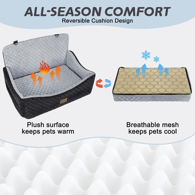 Washable Travel Dog Car Bed Reversible Dual-Sided  with Memory Foam