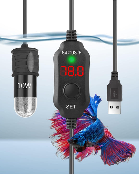 Small Aquarium Heater Submersible Fish Tank Heater 5V/2A USB Powered