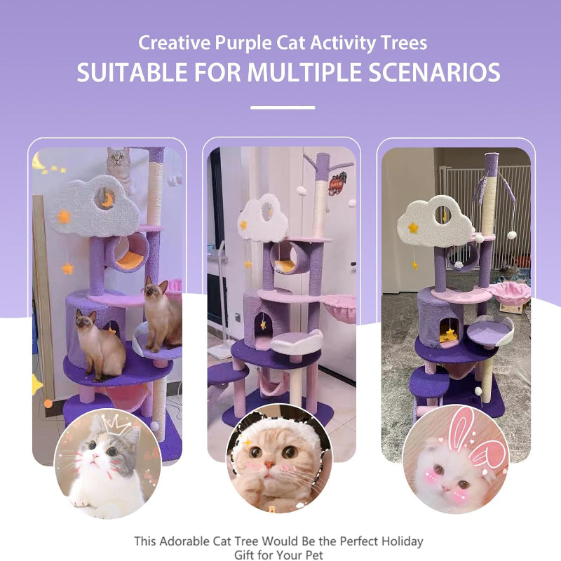 copaner Purple Moon Cat Tree for Indoor