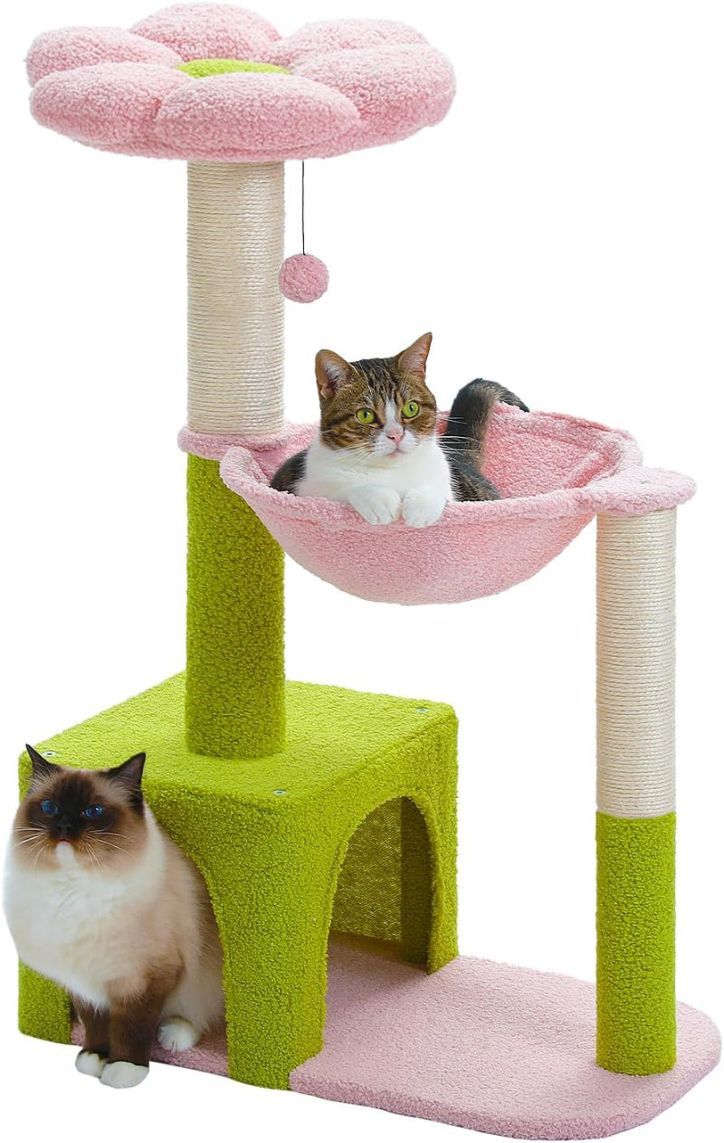 Flower Cat Tree Multi-Level Cat Tower with Sisal Scratching Posts