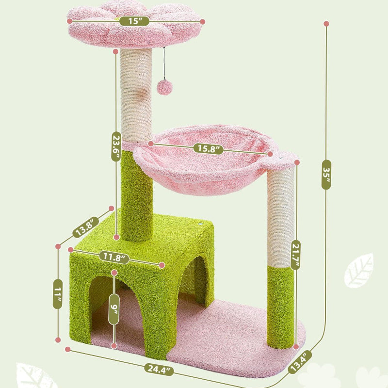 Flower Cat Tree Multi-Level Cat Tower with Sisal Scratching Posts