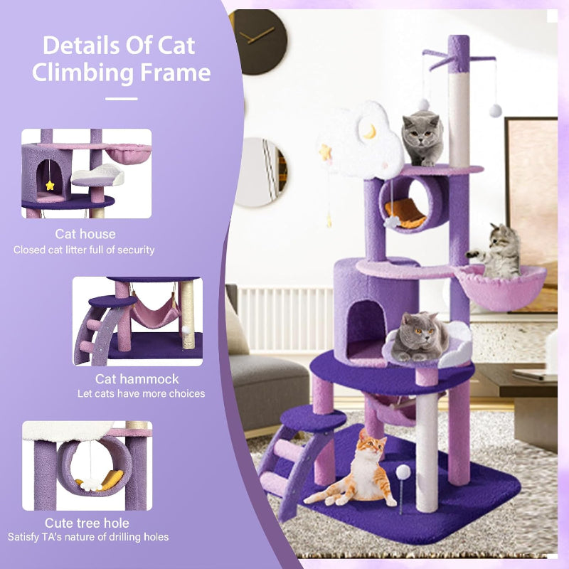 copaner Purple Moon Cat Tree for Indoor
