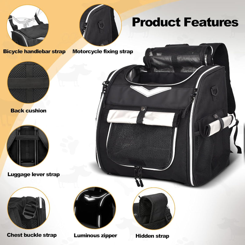 Waterproof  Dog Bike Basket Foldable Pet Bike Carrier Backpack with Safety Strap