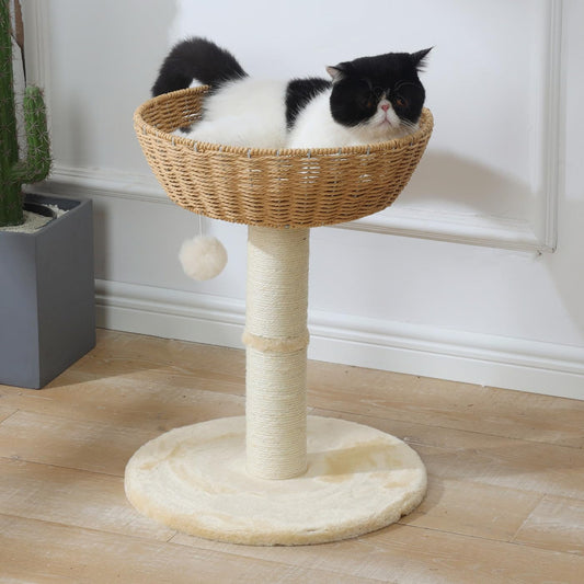 Copaner Cat Tree Tower with Rattan Wicker Basket