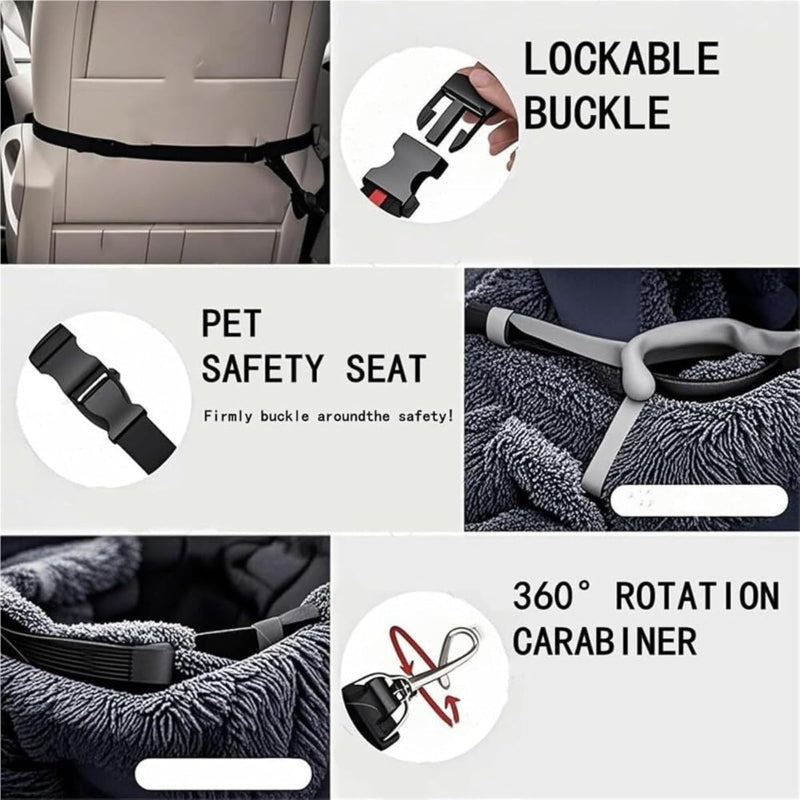 copaner Car Seat Pets Bed with Straps Furry Seats with Thick Cushion