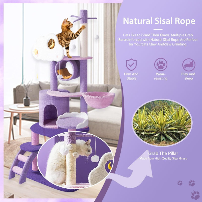 copaner Purple Moon Cat Tree for Indoor