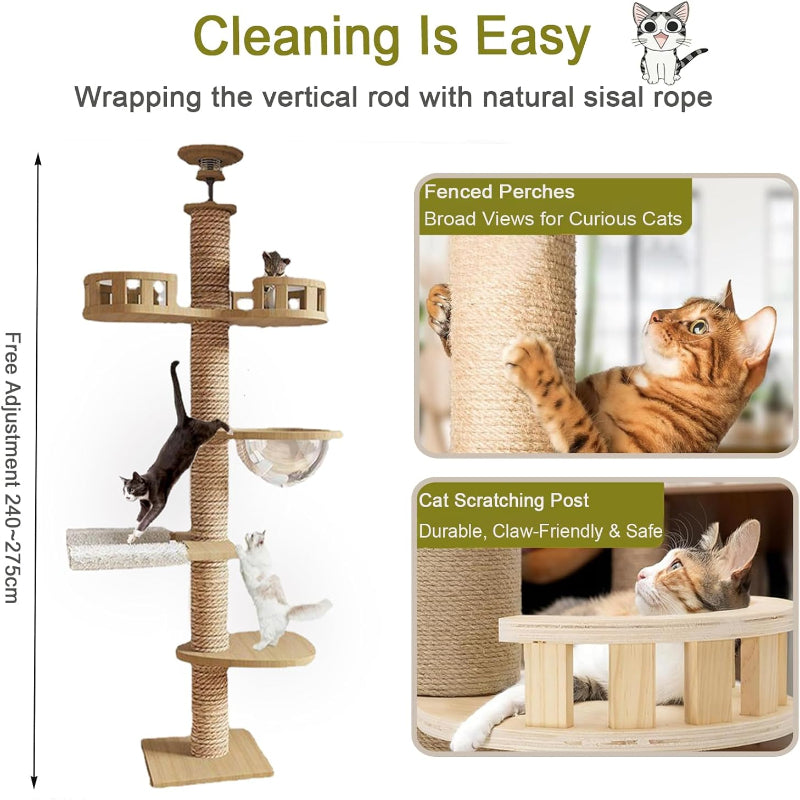 Copaner Floor to Ceiling cat Tree - Adjustable Height (95-98in,104.3-108.2in)
