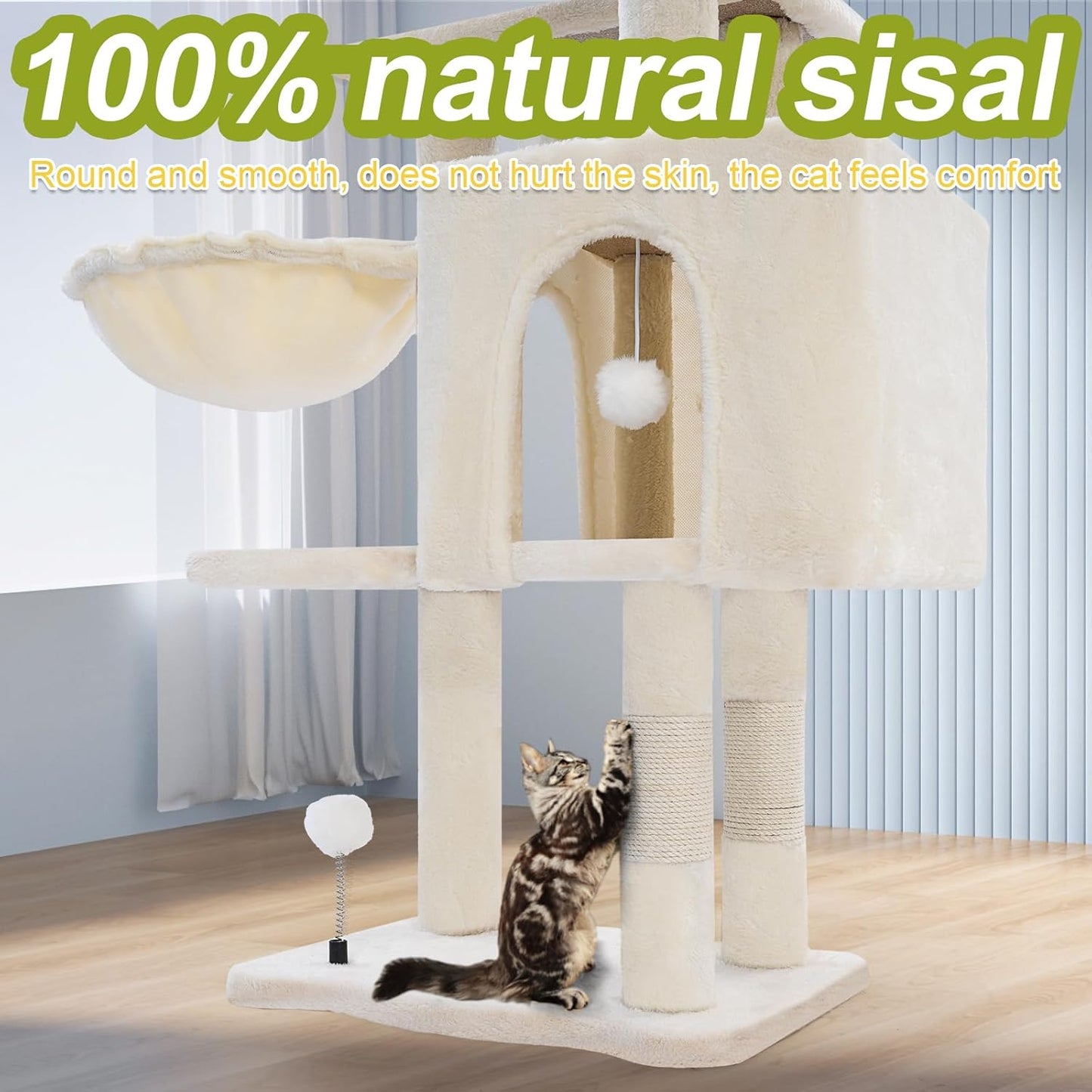 Cat Tree Tower with Metal Frame Hammock