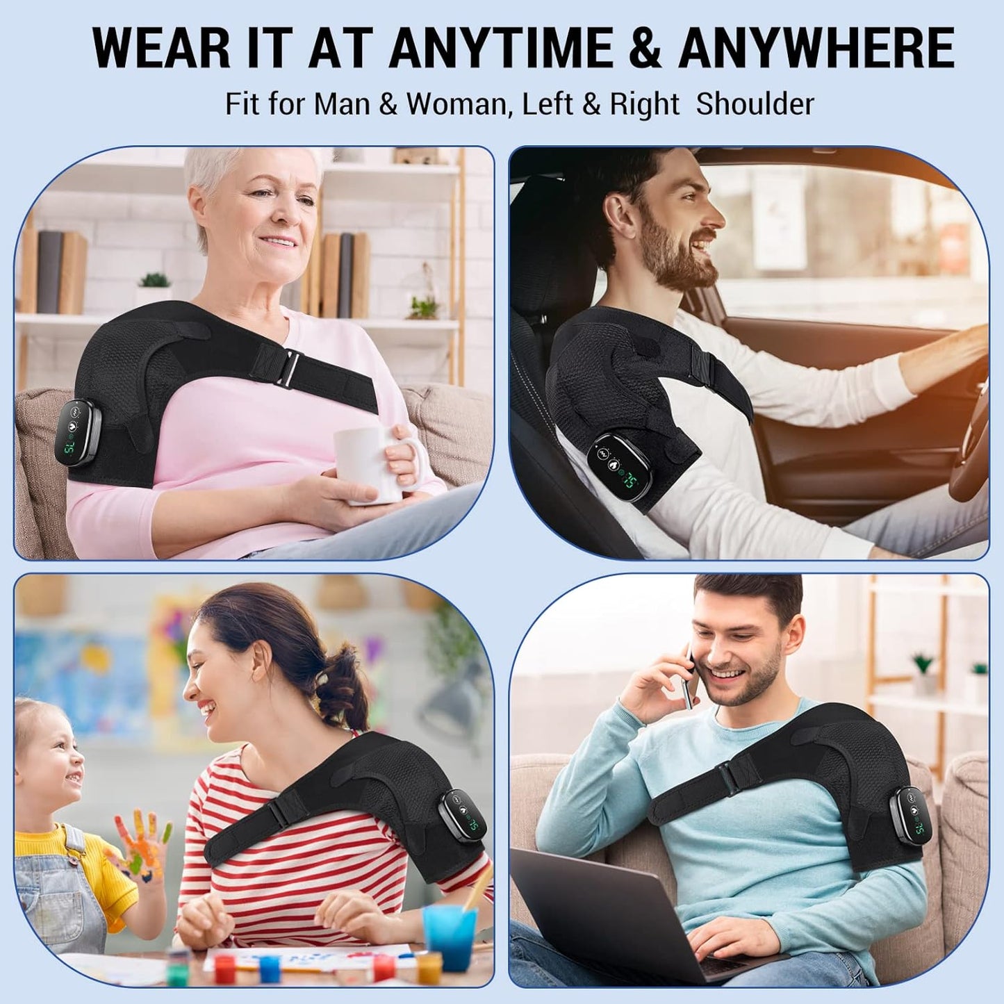 Cordless Shoulder Heating Pad with Massage