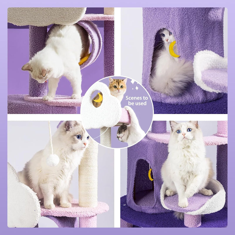 copaner Purple Moon Cat Tree for Indoor
