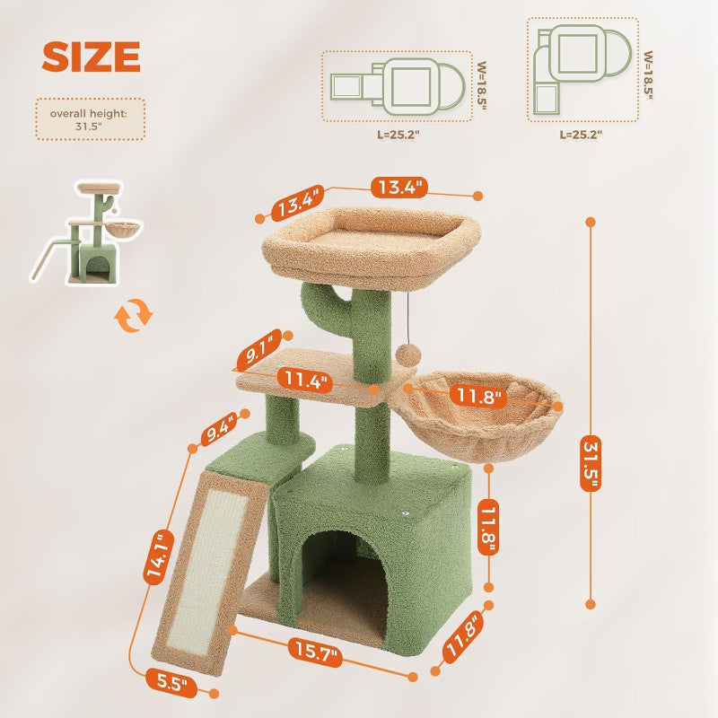 Copaner Cactus Cat Tree for Indoor Cats